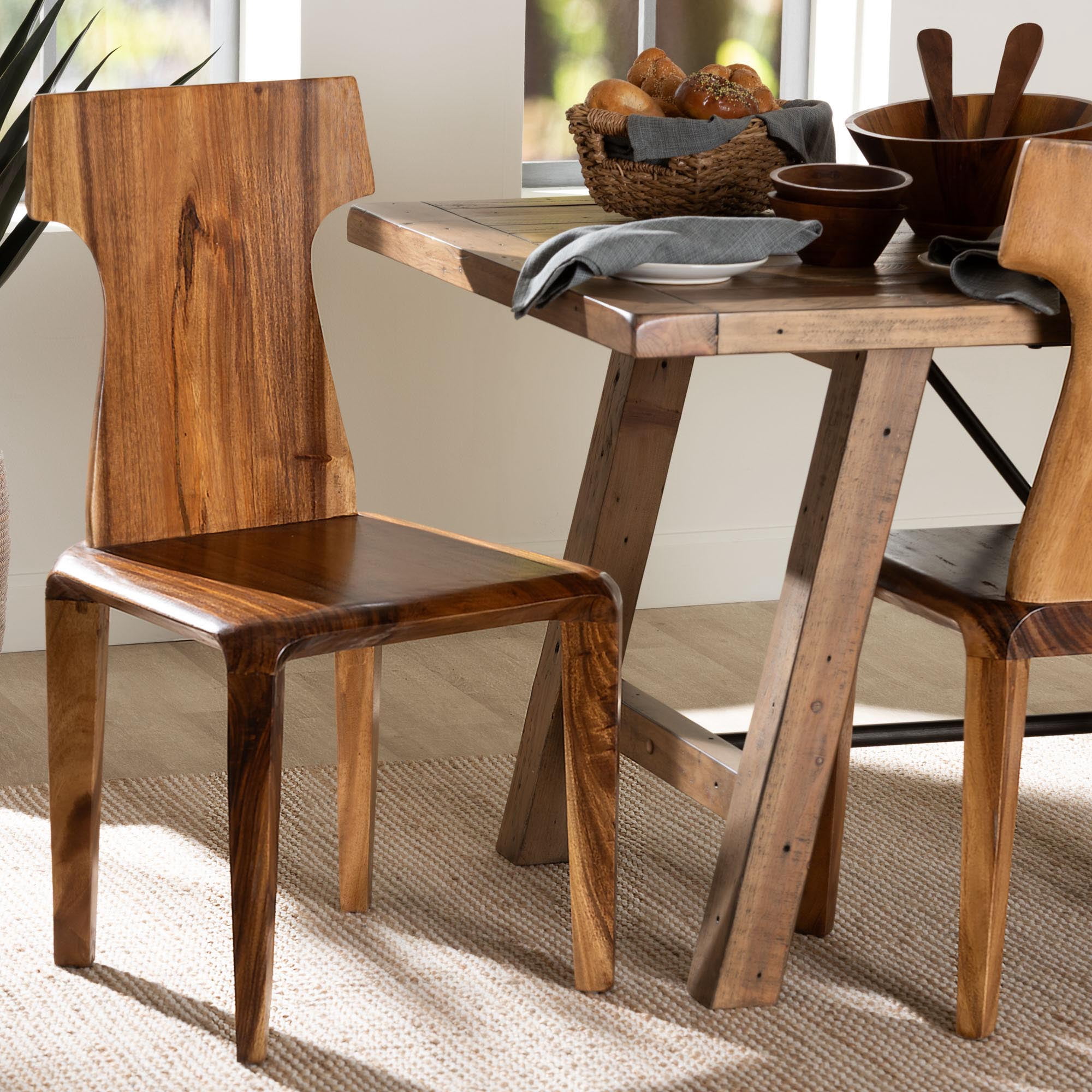 bali & pari Larissa Boho Dining Chair, 18.1" H Seat Height, Natural Brown
