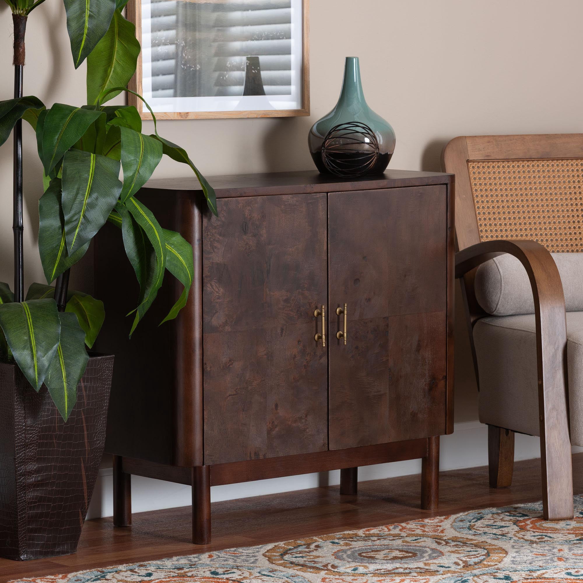 bali & pari Latika Modern Storage Cabinet, Dark Walnut