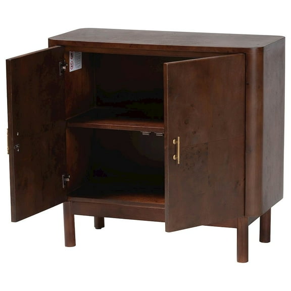bali & pari Latika Real Burl Wood Storage Cabinet in Dark Walnut Brown