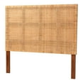 thumbnail image 1 of bali & pari Lesia Bohemian Natural Rattan and Mahogany Wood Queen Size Headboard, 1 of 7