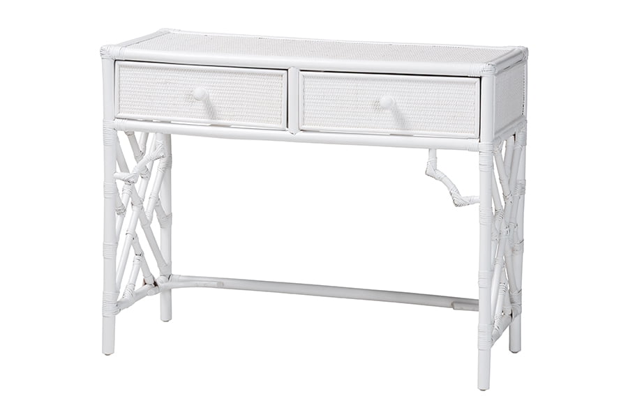 bali & pari Lindie Boho Writing Desk, 2-Drawer, White