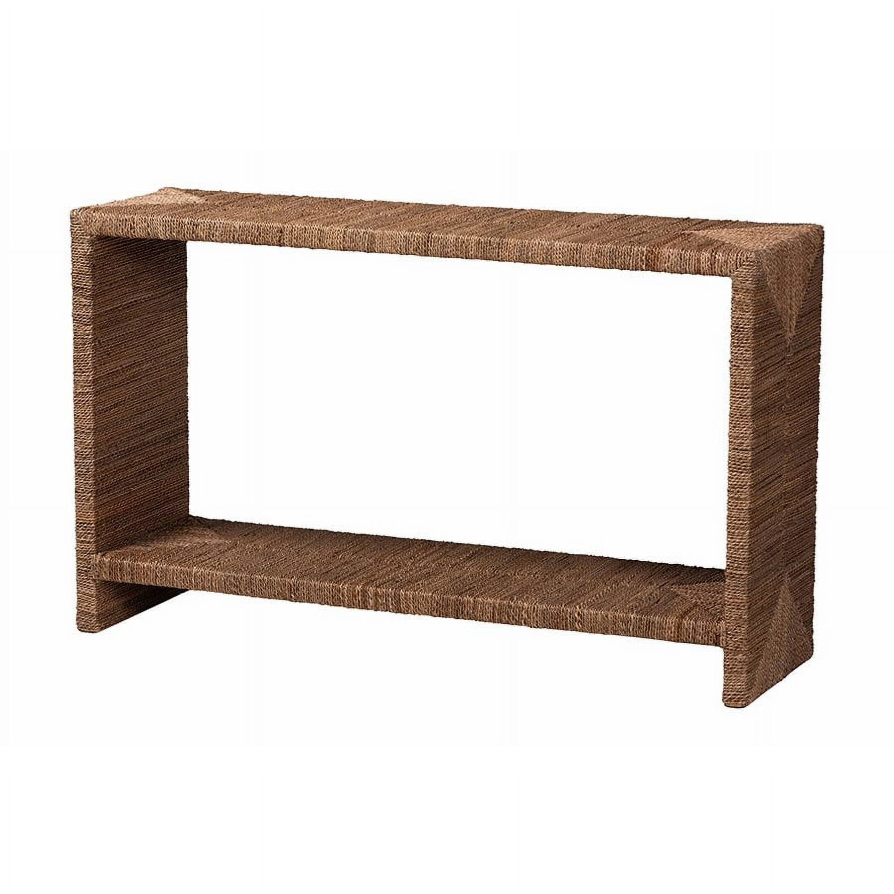 Natural Seagrass and Acacia Wood Console Table with Storage