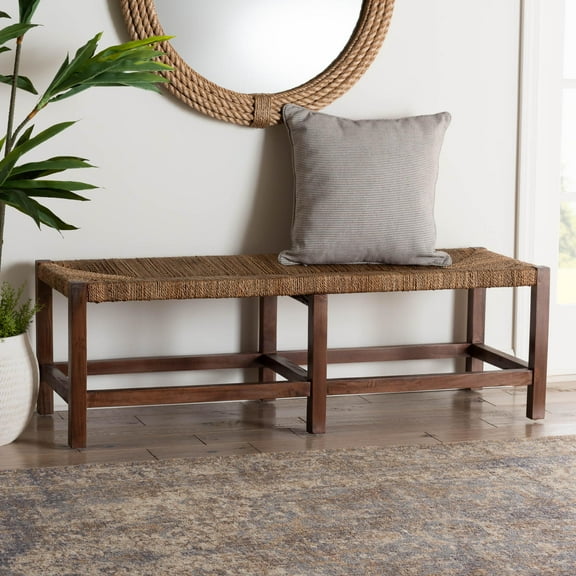 bali & pari Liza Boho Accent Bench, Rectangle, Light Brown