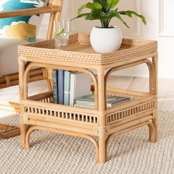 bali & pari Lombok Boho End Table, 2-Tier, Natural