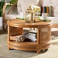 thumbnail image 1 of bali & pari Louis Modern Bohemian Natural Brown Rattan Coffee Table, 1 of 8