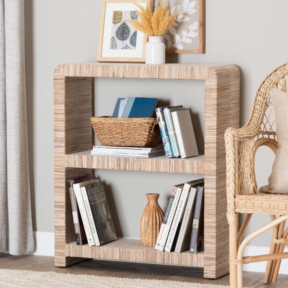bali & pari Lucy Boho Bookshelf, 2-Shelf, Natural
