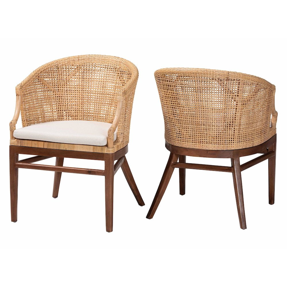 bali & pari Lumajang Light Honey Rattan and Wood 2-Piece Dining Chair Set