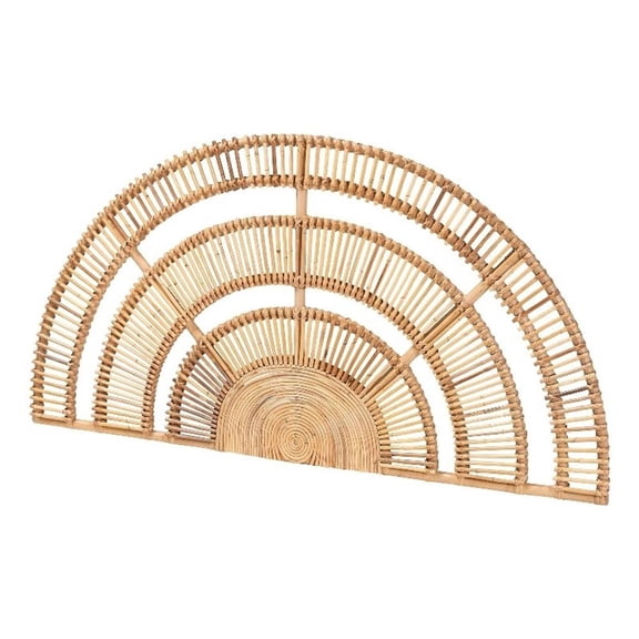 bali & pari Luna Natural Rattan Headboard Wall-Mount Headboard Queen