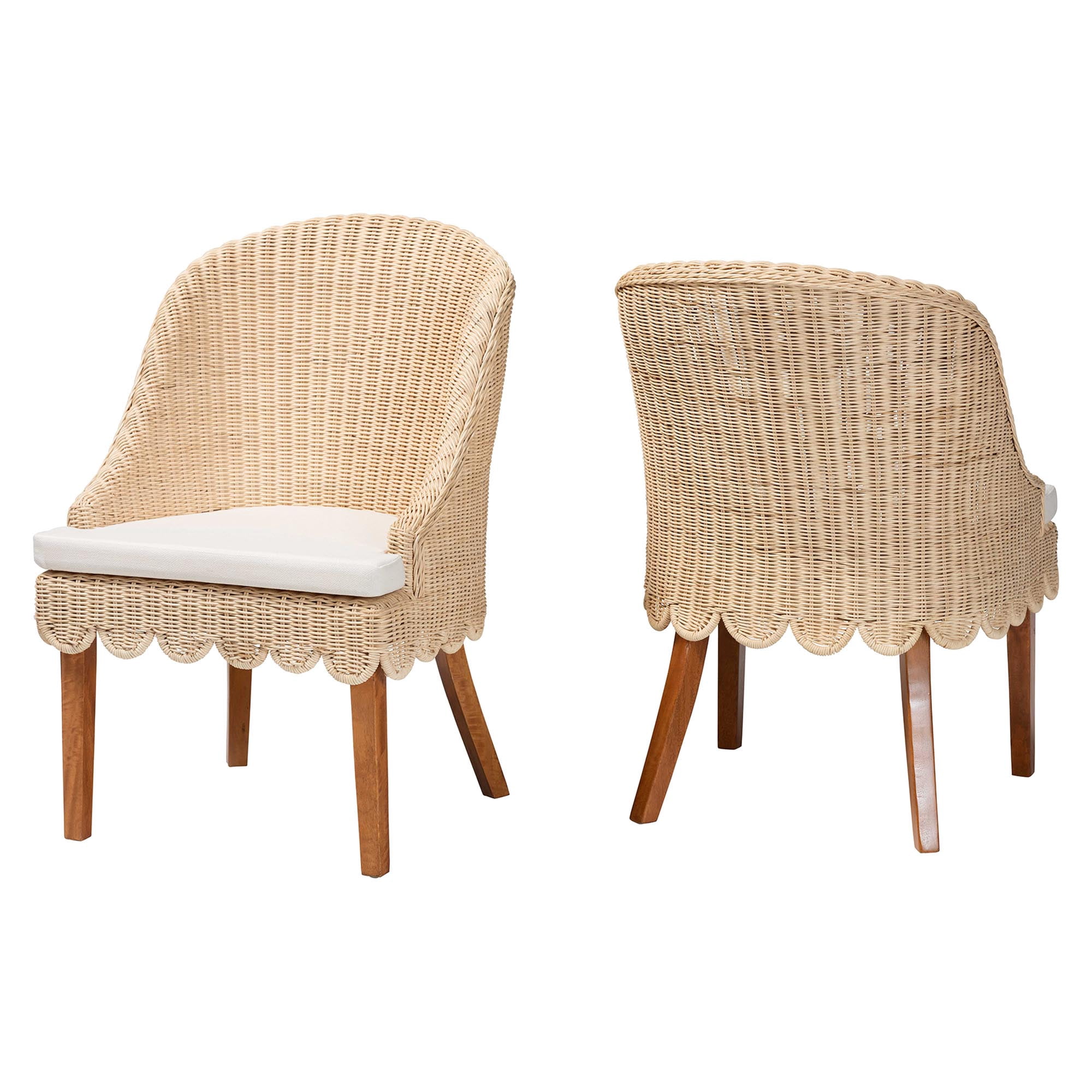 bali & pari Mabel Rustic Dining Chair, 2-Piece, Natural Rattan