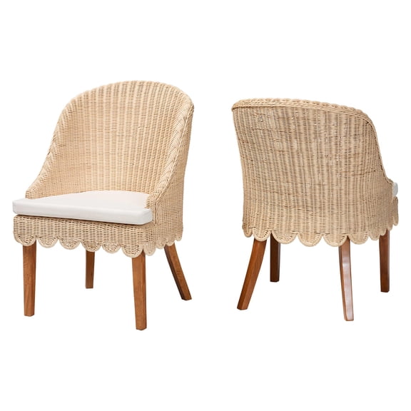 bali & pari Mabel Rustic Dining Chair, 2-Piece, Natural Rattan