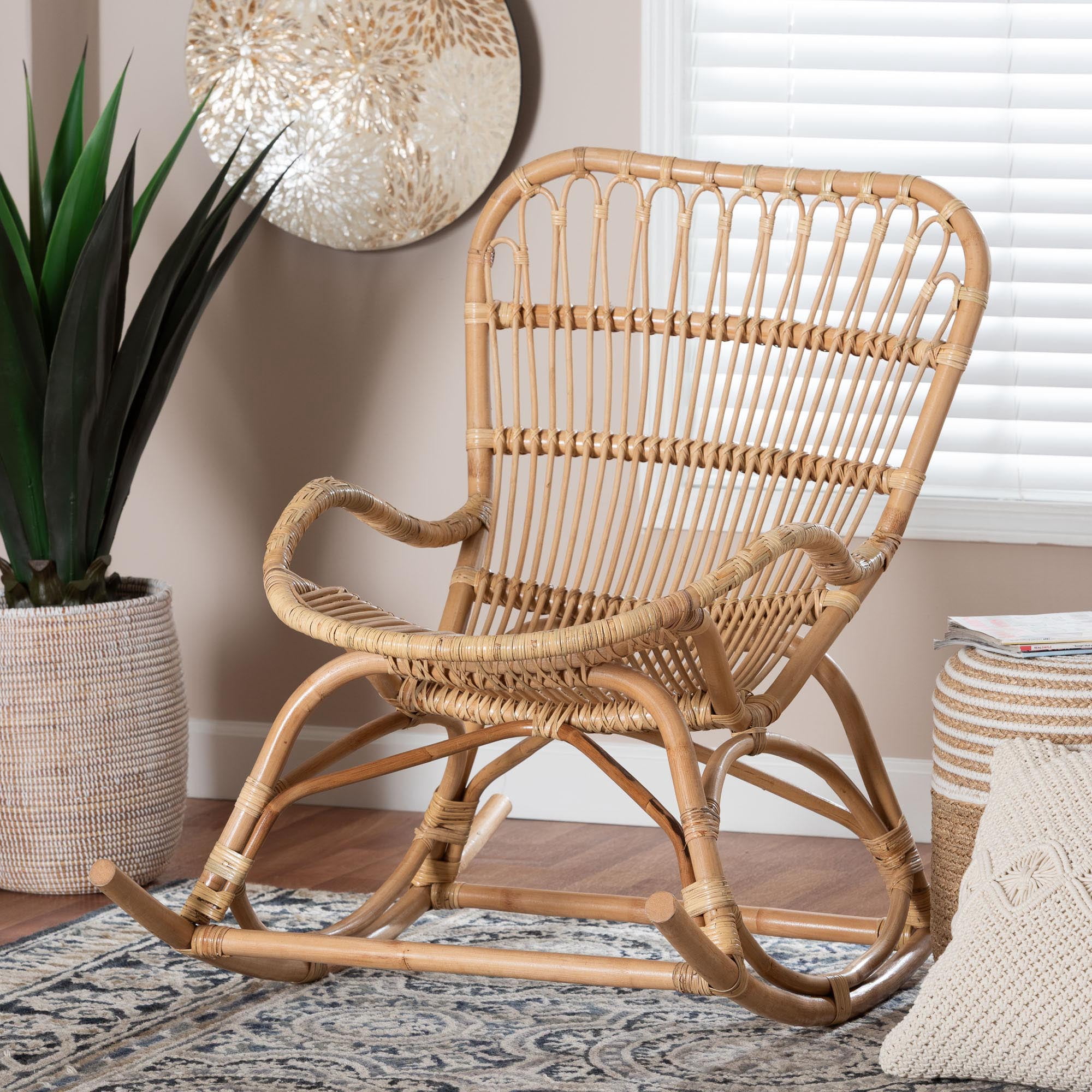 bali & pari Mahin Boho Rocking Chair, Light Honey