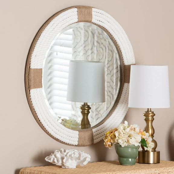 bali & pari Makya Boho Mirror, 30"W, Round, White
