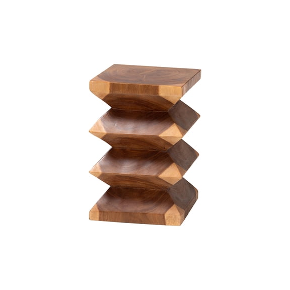 bali & pari Malati Solid Suar Wood Side Table - Hand-Carved Sculptural End Table