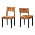 thumbnail image 1 of bali & pari Manrico 18.1" Wood & Rattan Dining Chair in Dark Brown (Set of 2), 1 of 9