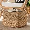thumbnail image 1 of bali & pari Marella Modern Bohemian Natural Brown Seagrass Accent Footstool, 1 of 7