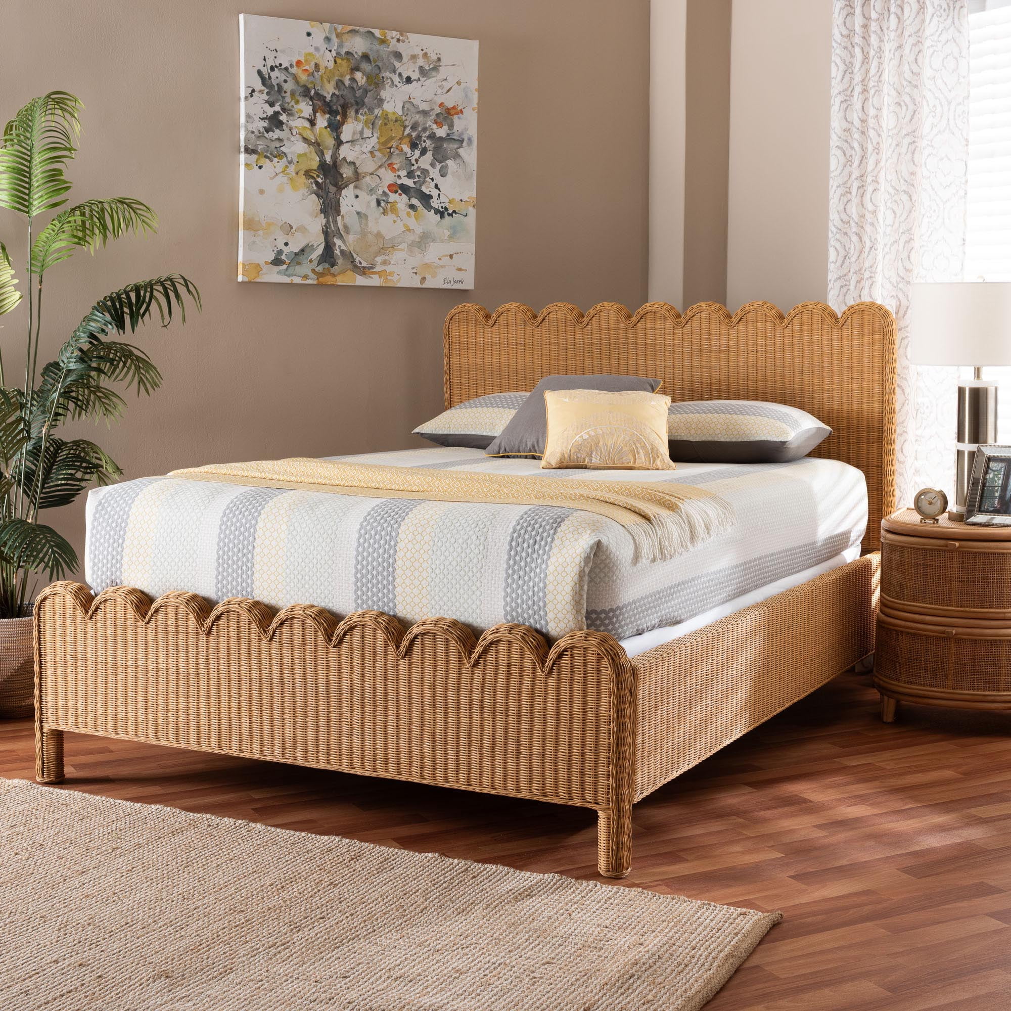 bali & pari Maritza Boho Bed, Queen, Light Honey