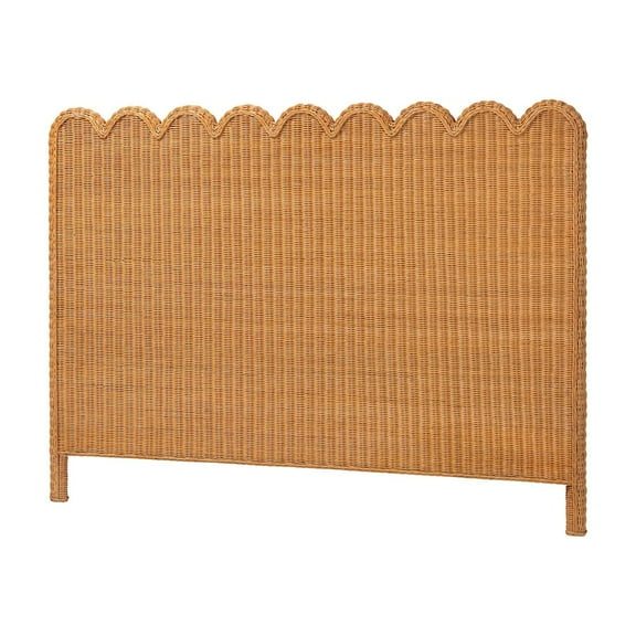 bali & pari Maritza Bohemian Light Honey Scalloped Rattan Pitrit Queen Standalone Headboard