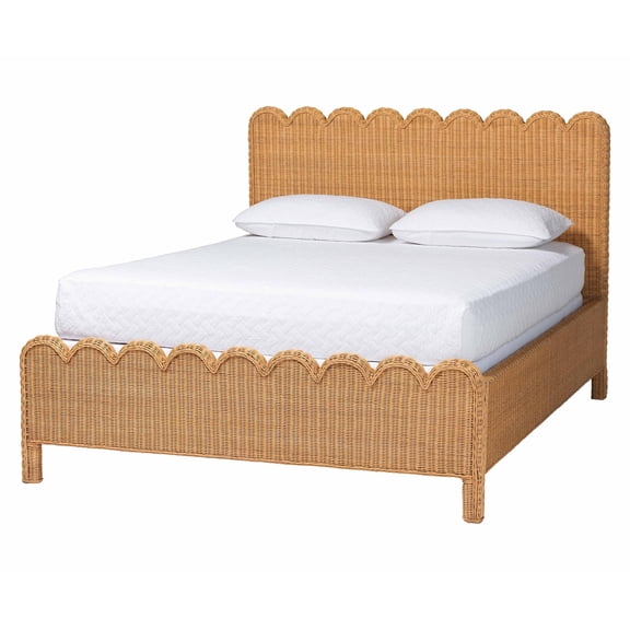 bali & pari Maritza Scalloped Natural Rattan Bed Frame King