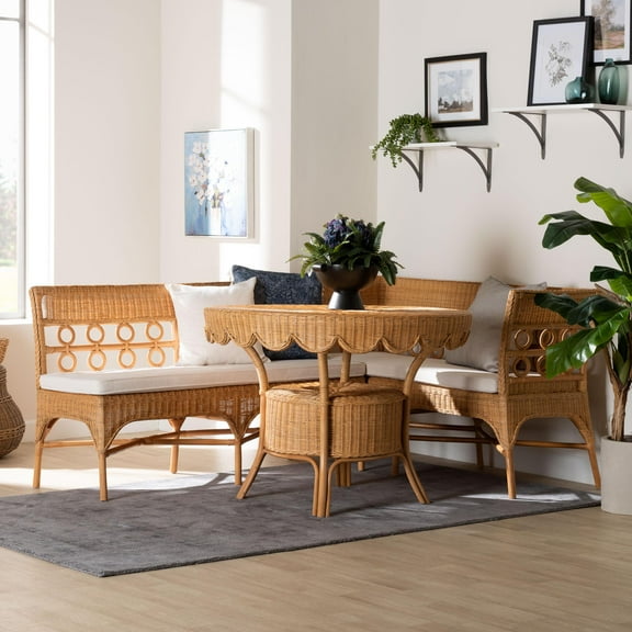 bali & pari Matilde Boho Dining Nook Set, 3-Piece, Light Honey