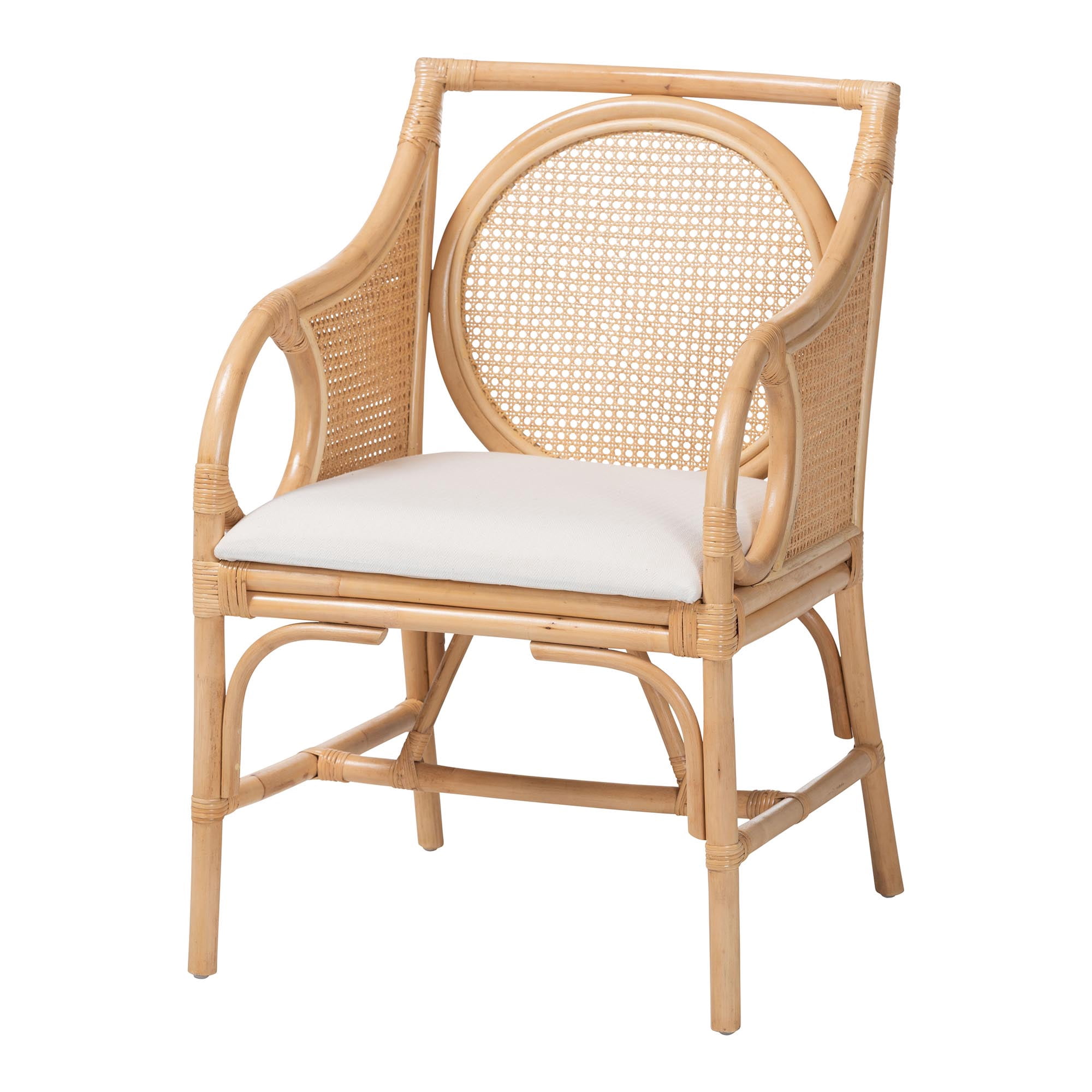 bali & pari Matt Boho Armchair, Natural Rattan