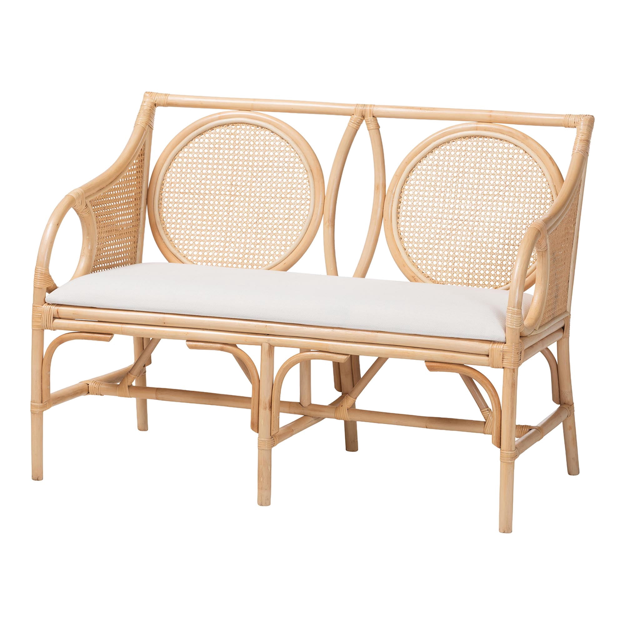 bali & pari Matt Boho Loveseat, Natural Rattan