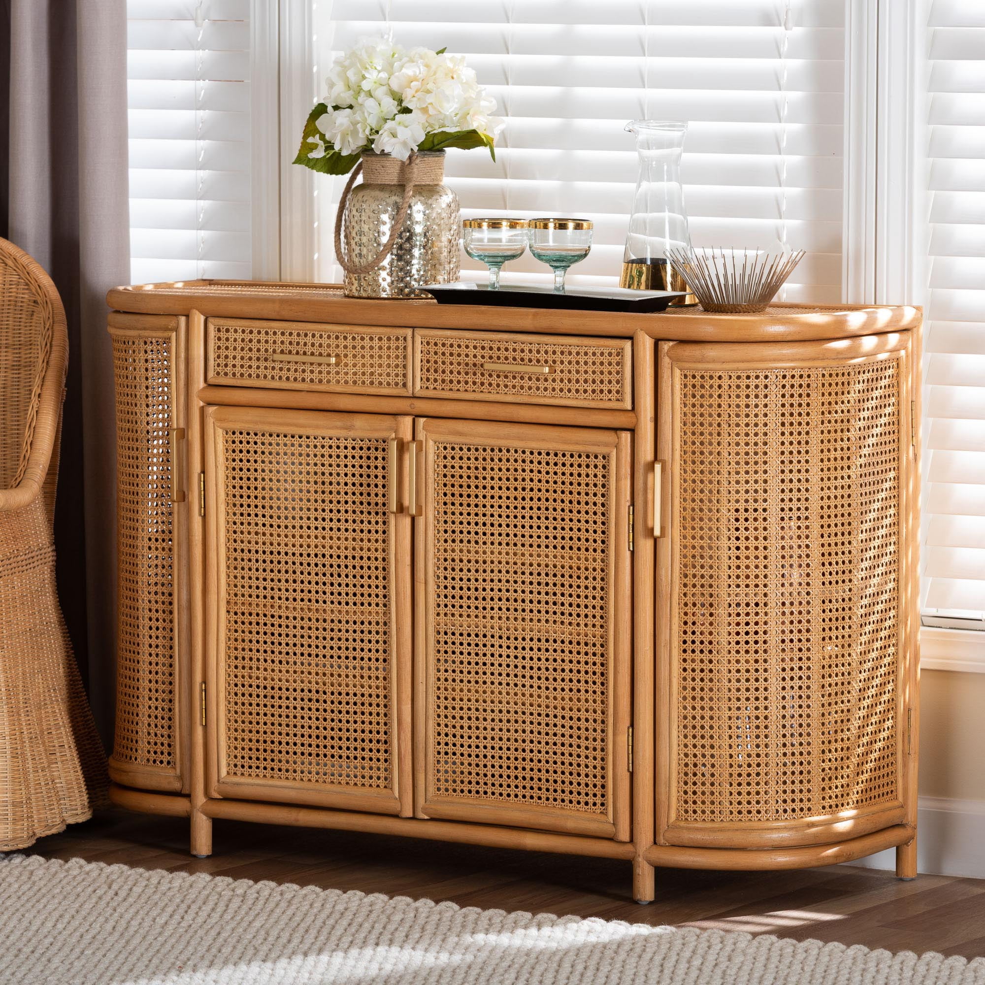 bali & pari McKenna Boho Sideboard, 2-Drawer, Light Honey