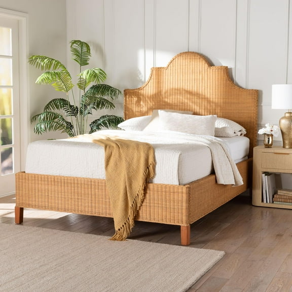 bali & pari Melanie Boho Box Spring Bed, King, Light Honey