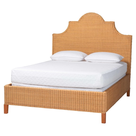 bali & pari Melanie Natural Rattan Bed Coastal Boho Bed Frame King