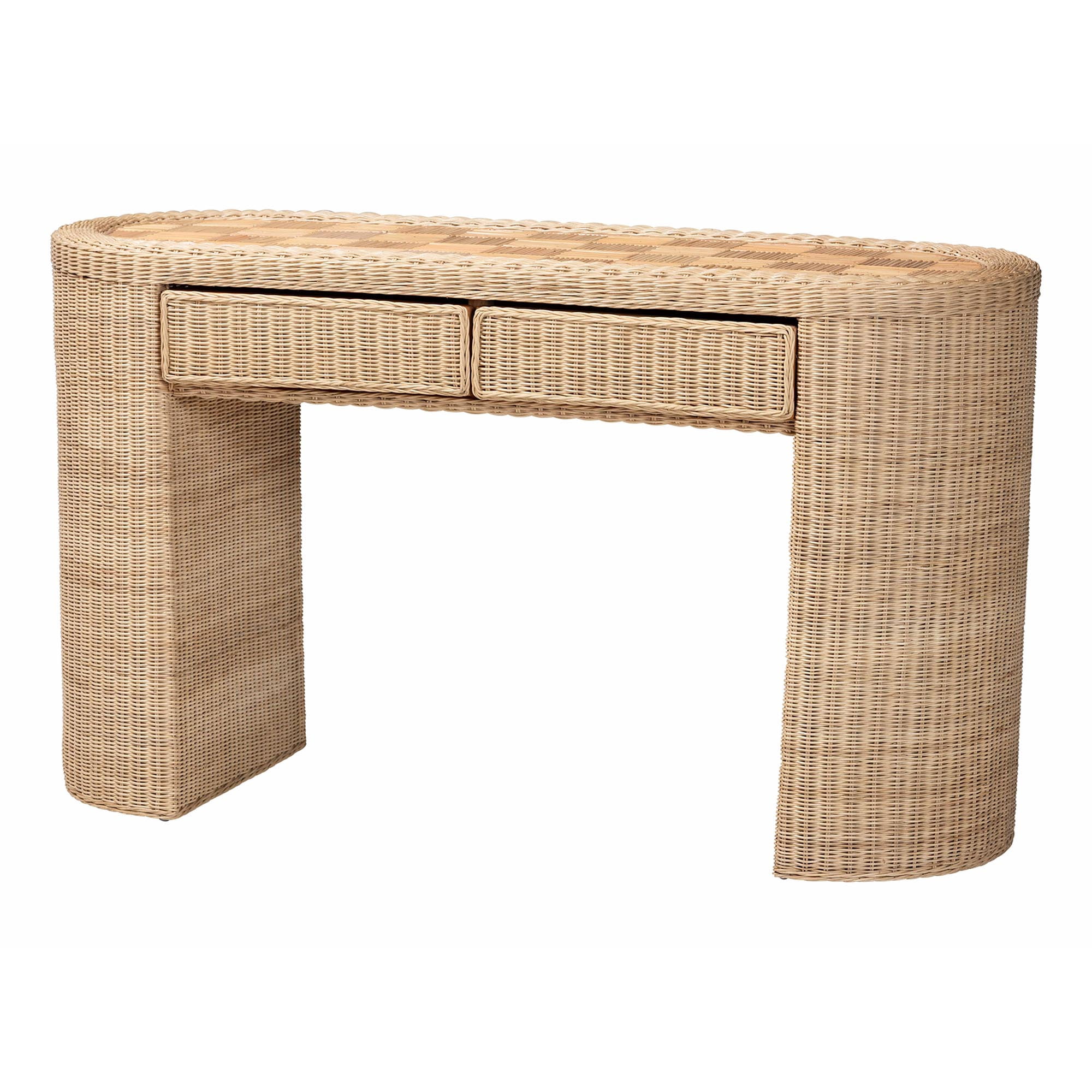bali & pari Mimi Boho Console Table, 2-Drawer, Natural Rattan