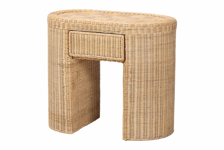 bali & pari Mimi Boho End Table, 1-Drawer, Natural Rattan