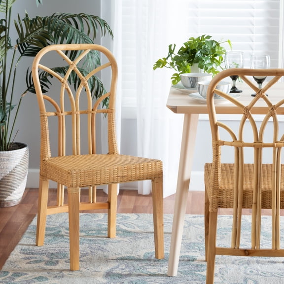 bali & pari Monaco Rattan BOHO Dining Chair, Natural Brown