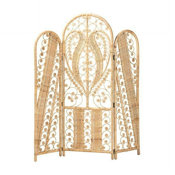 bali & pari Nadra Modern Bohemian Natural Brown Rattan Room Divider