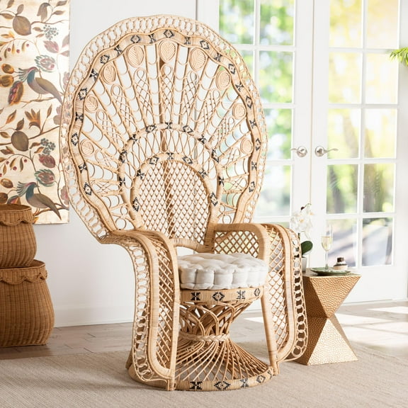 bali & pari Nafisa Boho Peacock Chair, Natural Brown