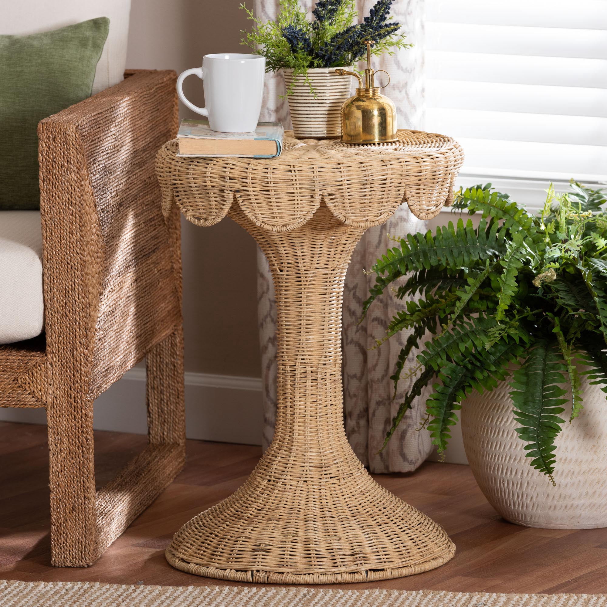 bali & pari Natala Boho End Table, Light Honey