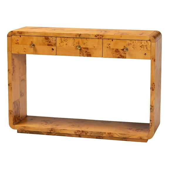 bali & pari Netra Modern and  Natural Real Burl Wood Console Table