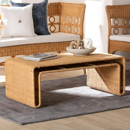 bali & pari Nevada Boho Coffee Table, Light Honey