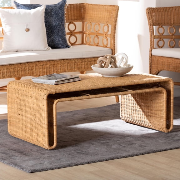 bali & pari Nevada Boho Coffee Table, Light Honey