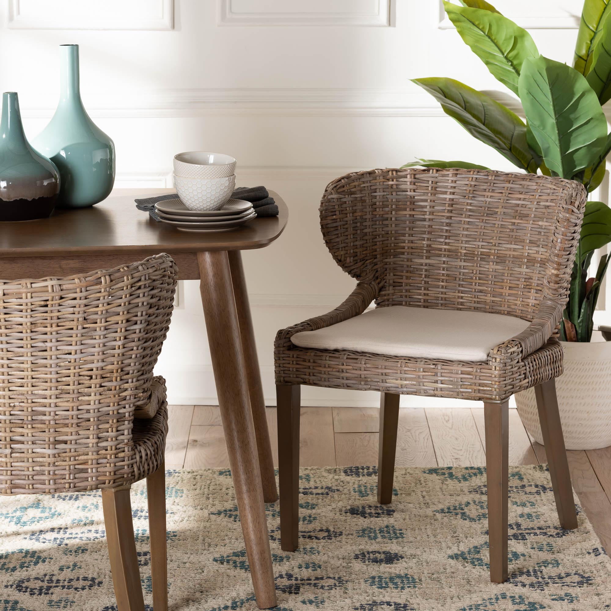 Bali Pari Bohemian Style Niesha Dining Chair Handwoven Indoor Kubu Rattan Grey Size 40 inch