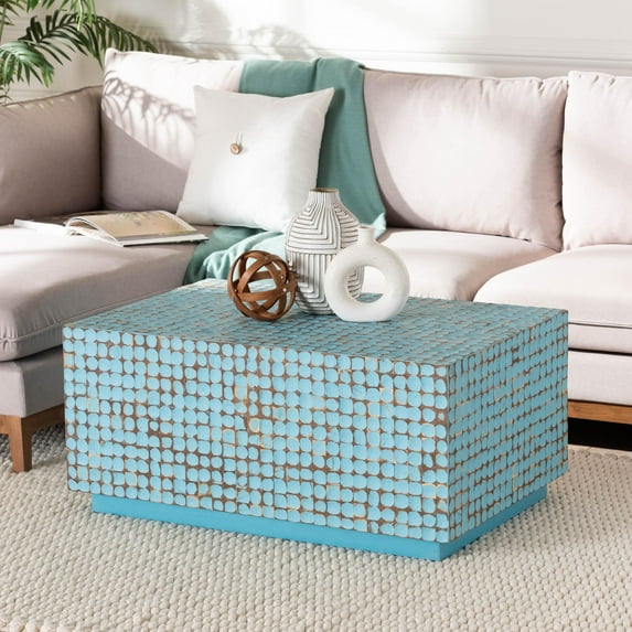 bali & pari Nitza Boho Coffee Table, Blue
