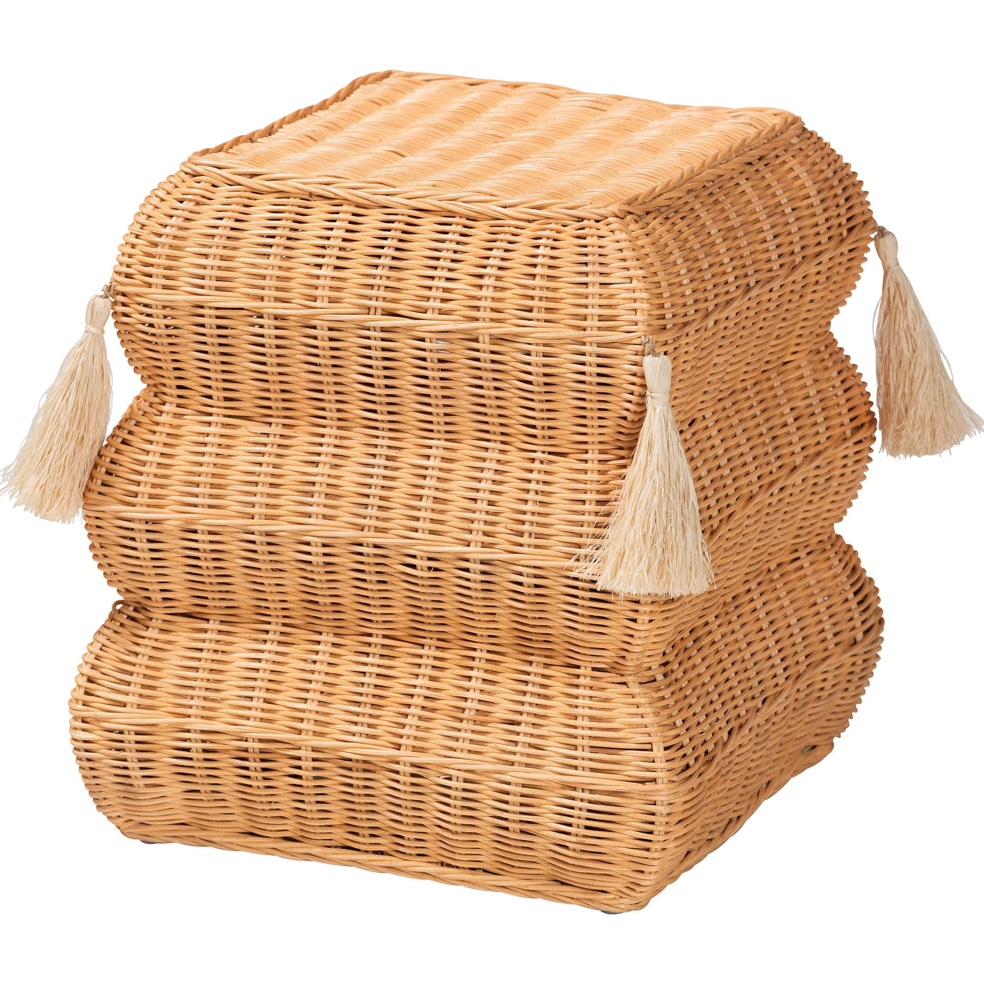 bali & pari Noura Boho Footstool, Light Honey