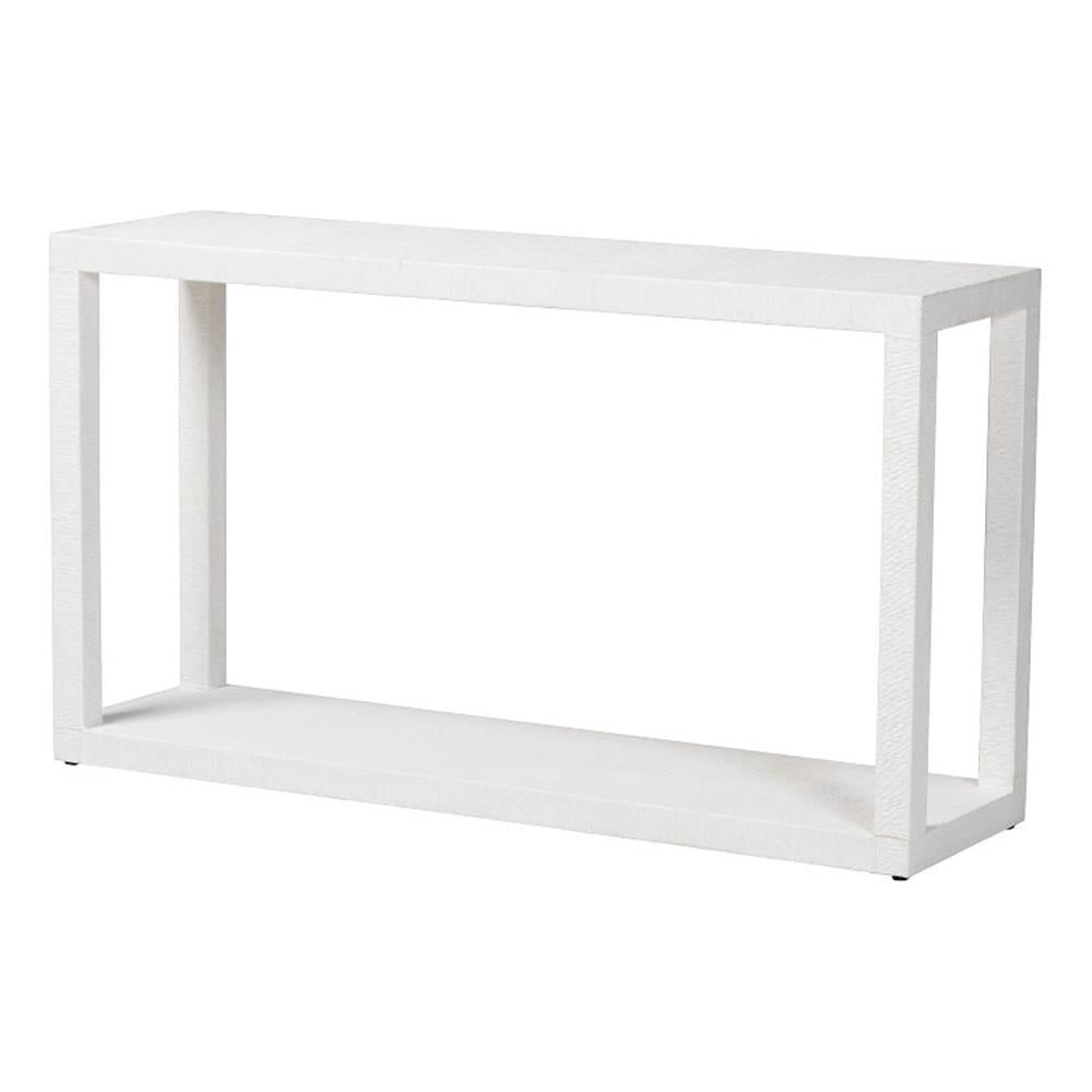 bali & pari Oaklynn Grasscloth Console Table Two-Tier Entryway Table White