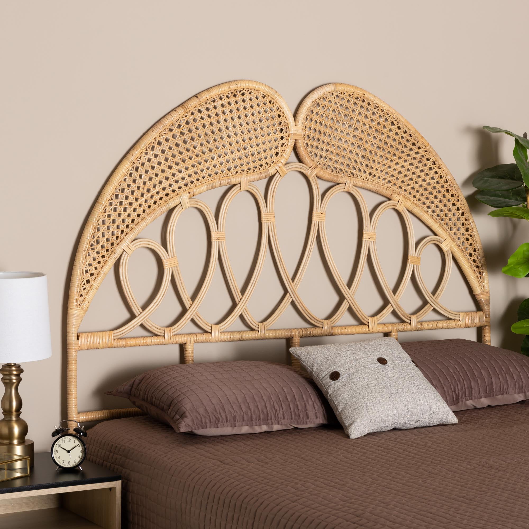 bali & pari Onika Modern Bohemian Natural Brown Rattan Queen Size