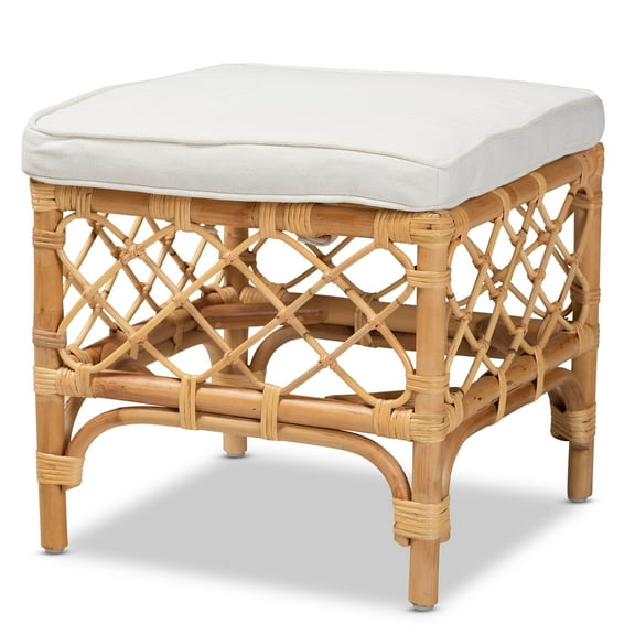 bali & pari Orchard Rattan BOHO Ottoman, Natural Brown