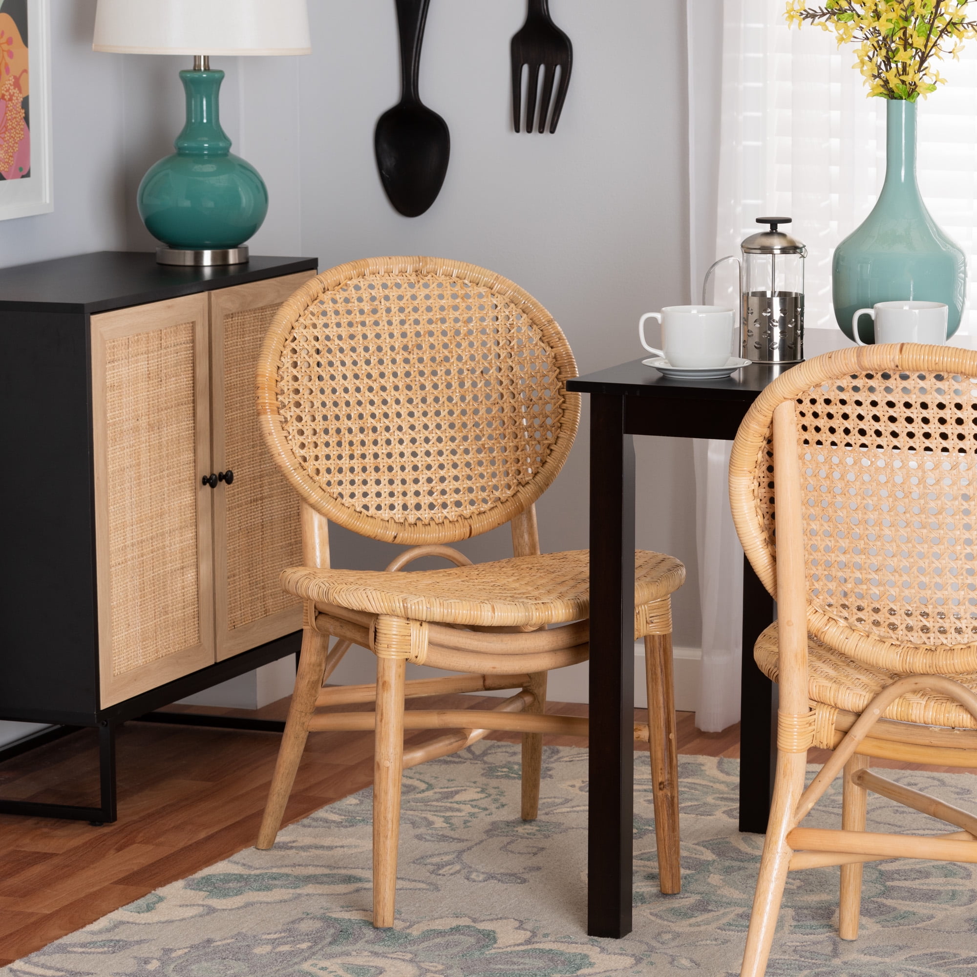 bali & pari Osaka Rattan BOHO Dining Chair, Natural Brown