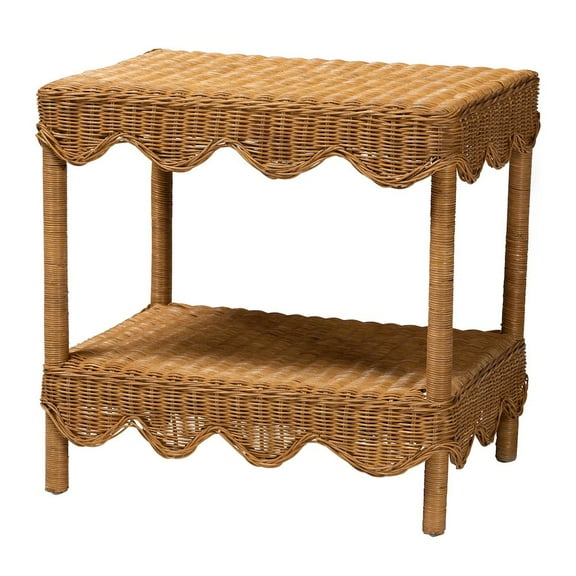 bali & pari Oteria Bohemian Light Honey Scalloped Rattan Side Table
