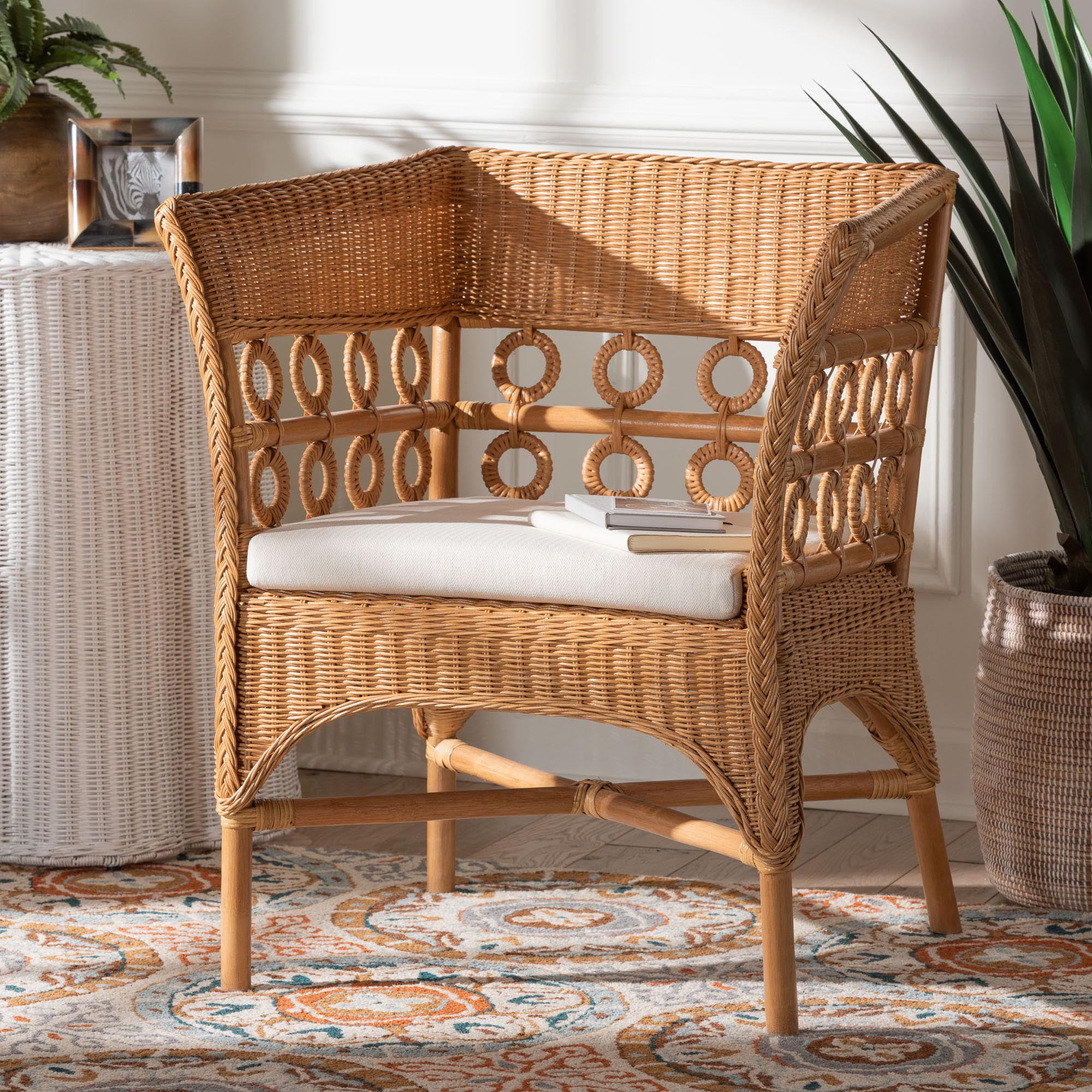 bali & pari Oxford Boho Arm Chair, Light Honey