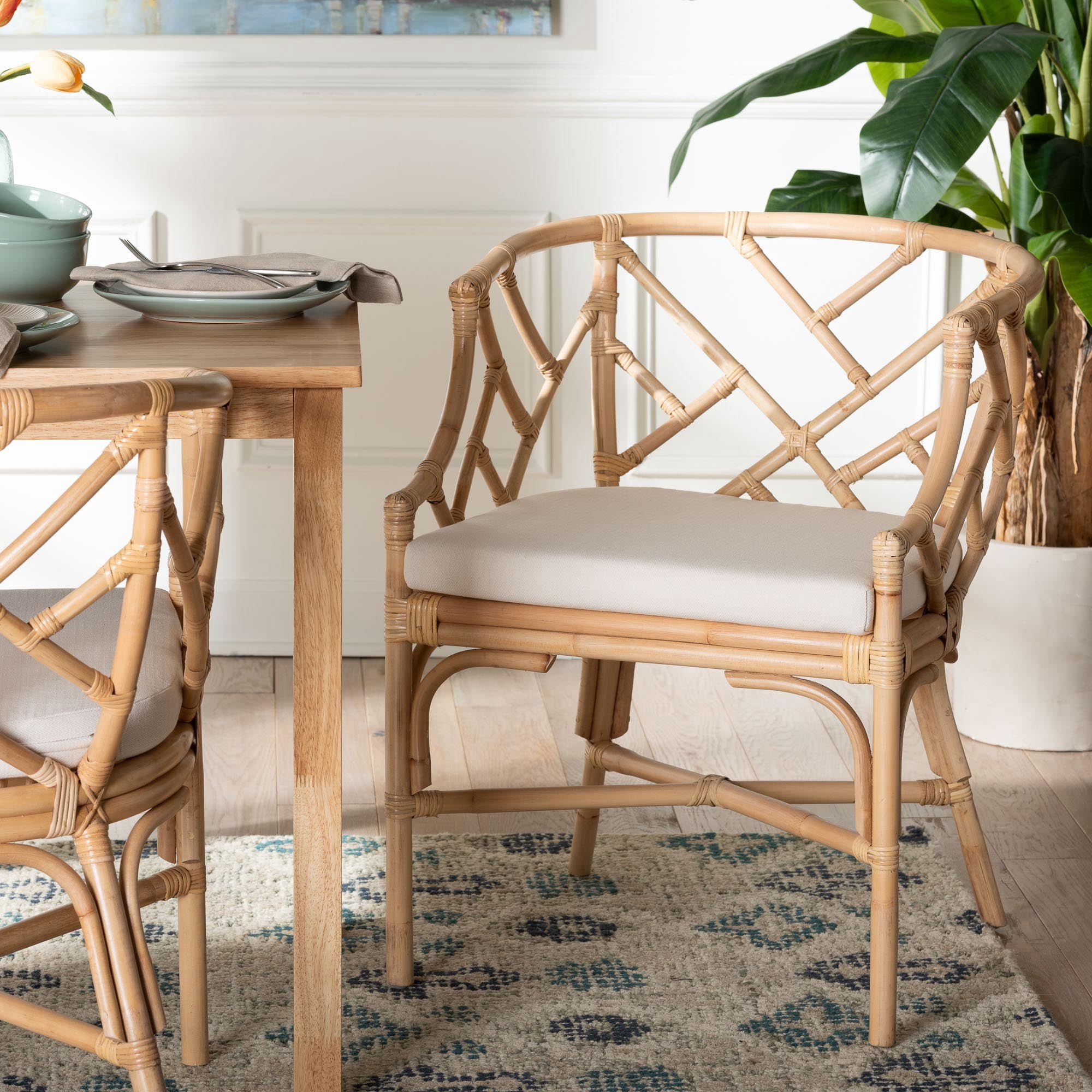 bali & pari Padma Boho Dining Chair, Natural