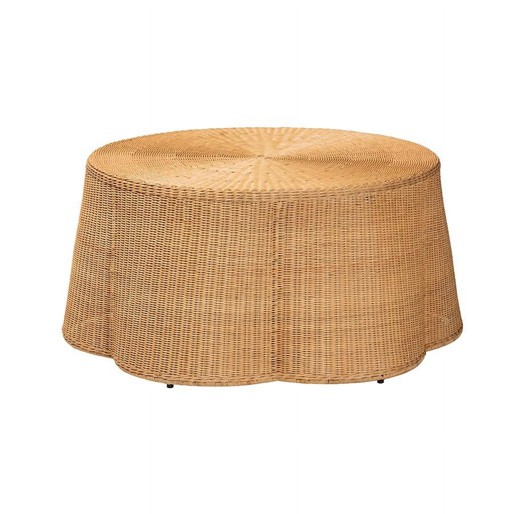 Palm Honey Round Handwoven Rattan Coffee Table