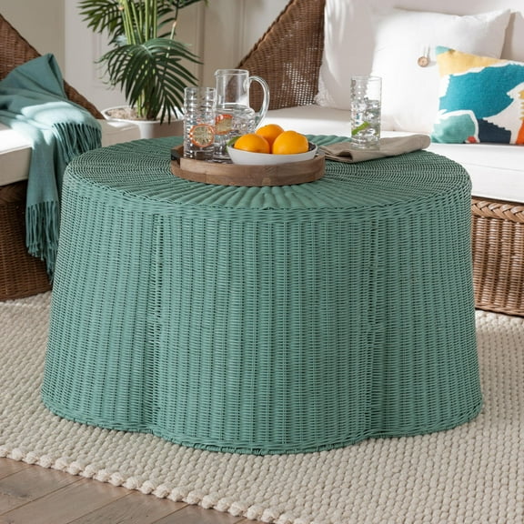 bali & pari Palm Boho Coffee Table, Seafoam Green