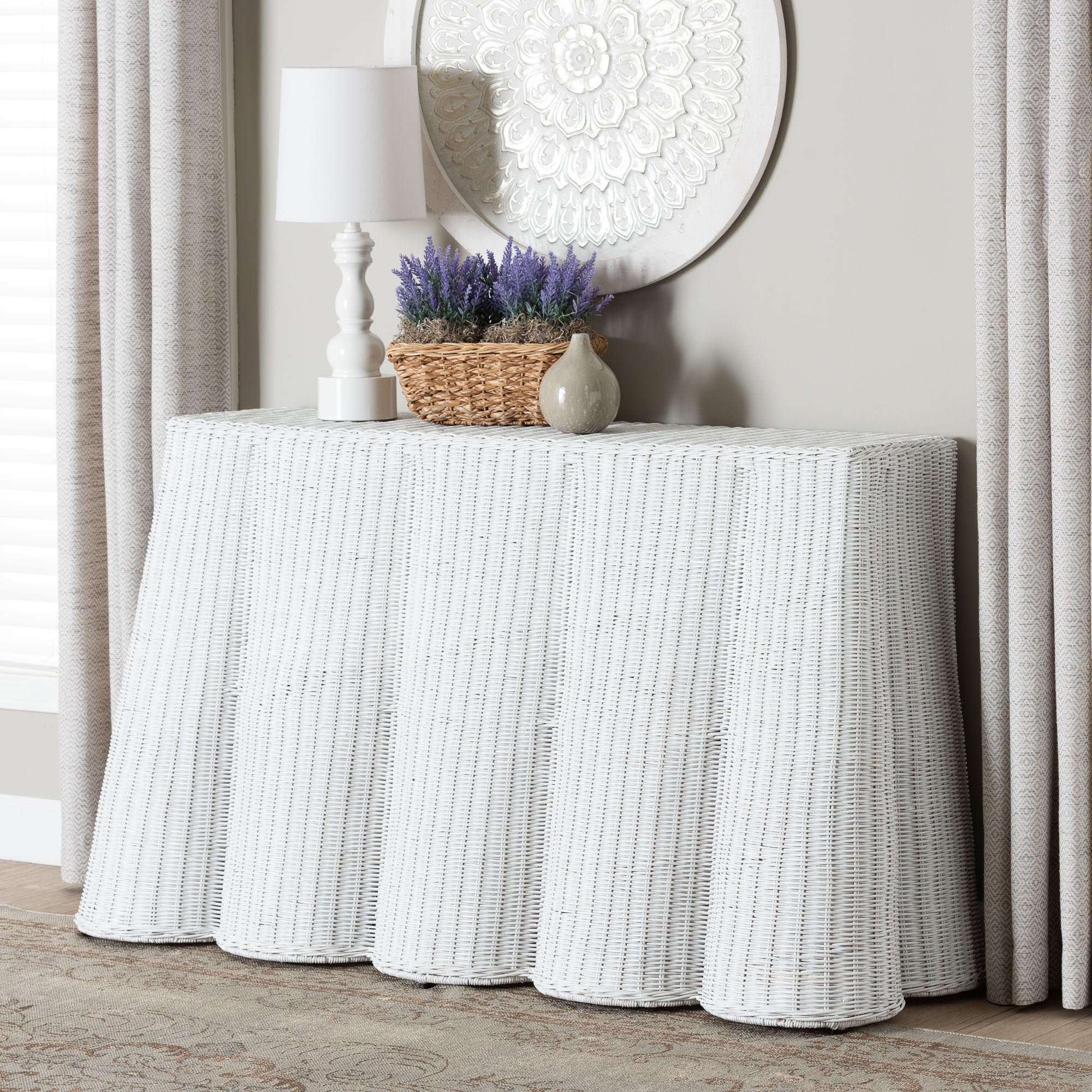 bali & pari Palm Boho Console Table, White